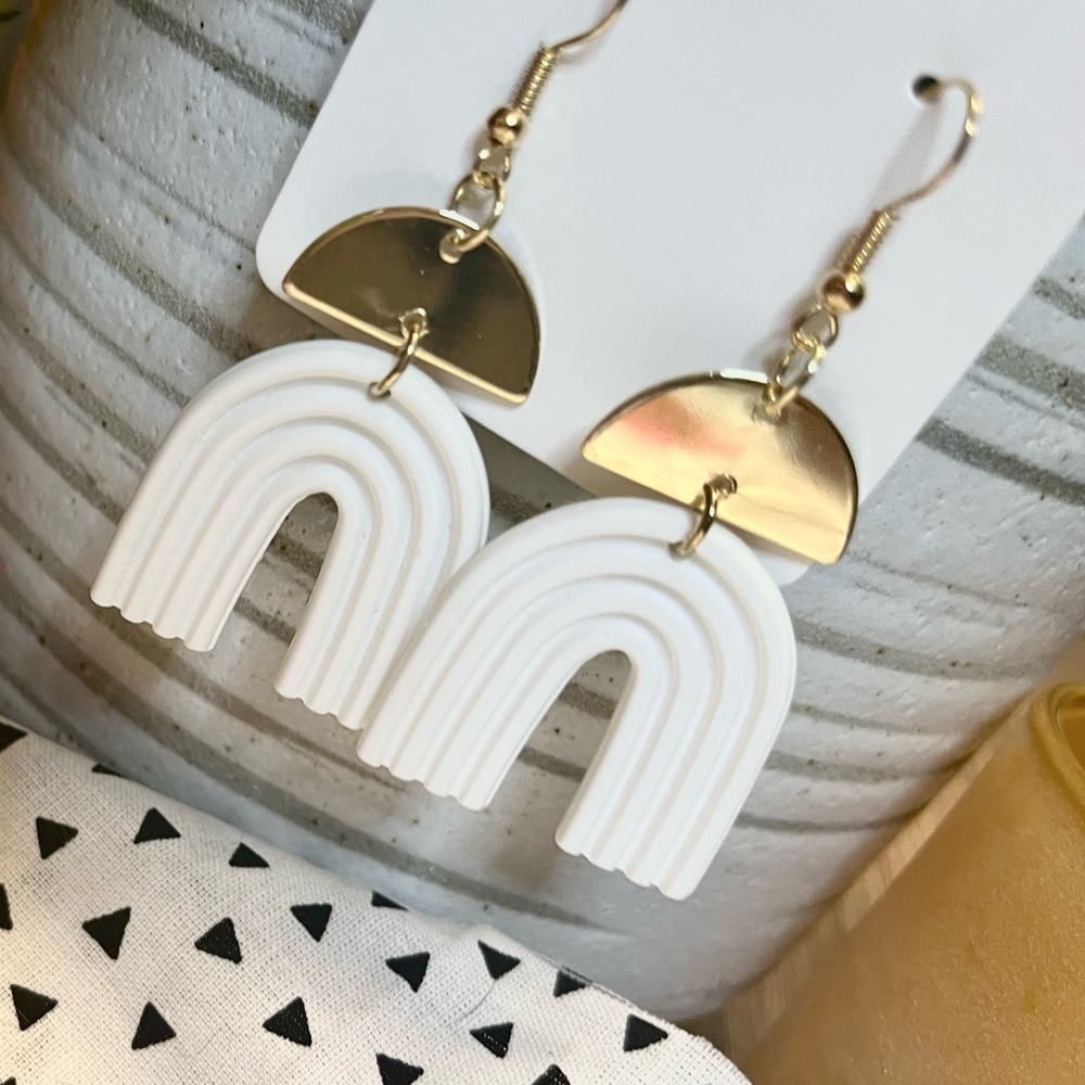 Rainbow shaped polymer clay earrings